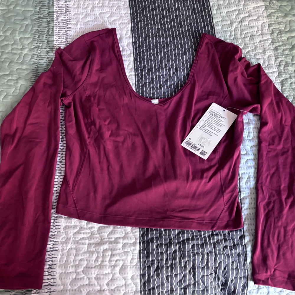 Long Sleeve Athletic Top in Deep Berry